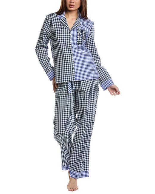 DKNY Blue 2Pc Notch Top & Pant Sleep Set