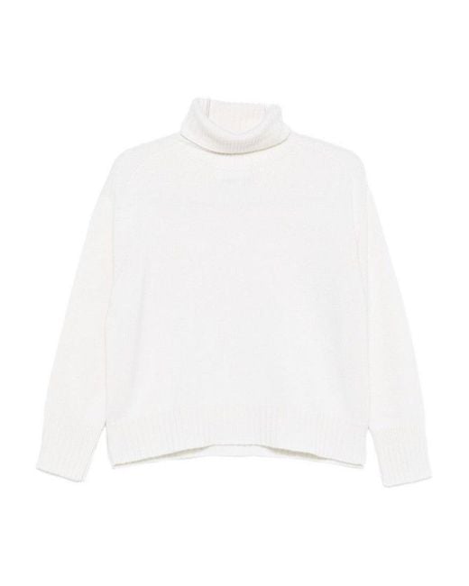 Vanisé White Cream Knit Sweater With Turtleneck