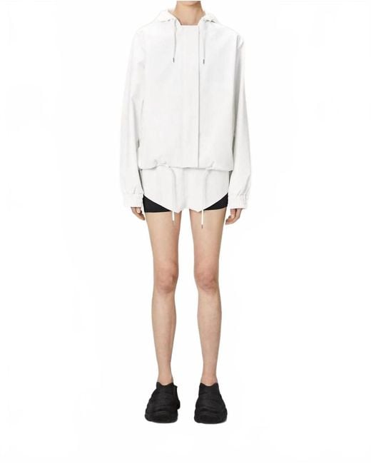 Rains White String Parka Jacket