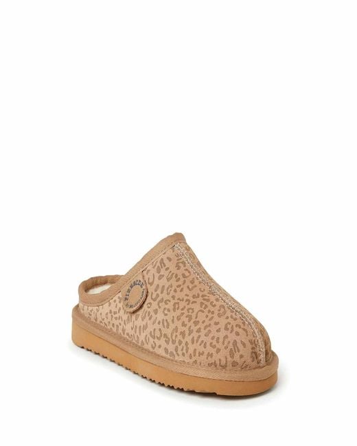 Dearfoams Natural Fireside By Kids Dempsey Genuine Shearling Clog Slipper