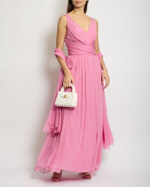 Dior Pink Silk Maxi Dress With Scarf