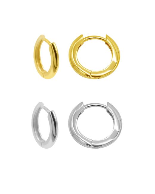 Adornia Metallic 14k Gold Plated And Plated Set Of huggie Hoop Earrings