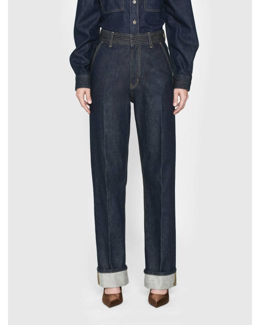 FRAME Blue Trapunto Trouser