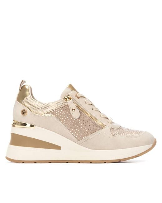 Xti Natural Suede Wedge Sneakers By