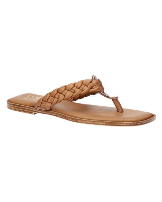 TUSCANY by Easy StreetR Brown Coletta Leather Thong Sandals