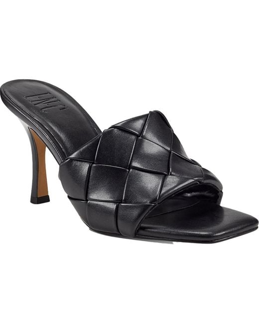 INC Black Liah Faux Leather Open Toe Slide