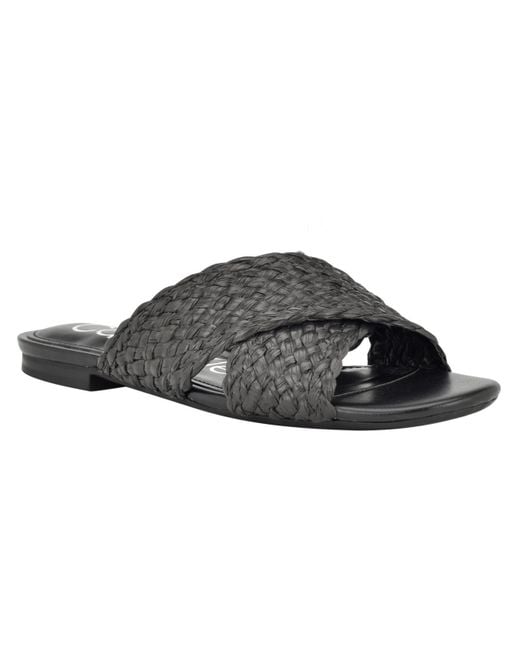 Calvin Klein Black June2 Slip On Flat Slide Sandals