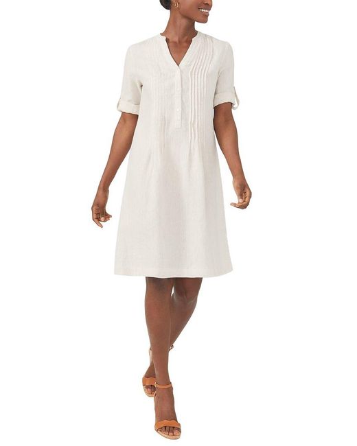 J.McLaughlin White Solid Riviera Linen Dress
