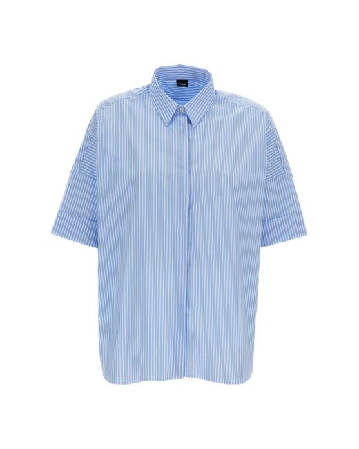 Fay Blue Vertical Striped Button-Up Shirt