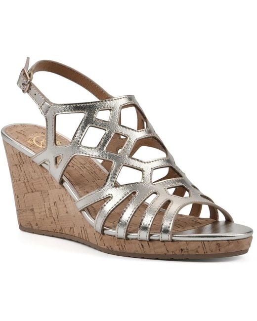 White Mountain Metallic Flaming Sling Back Wedges Wedge Sandals