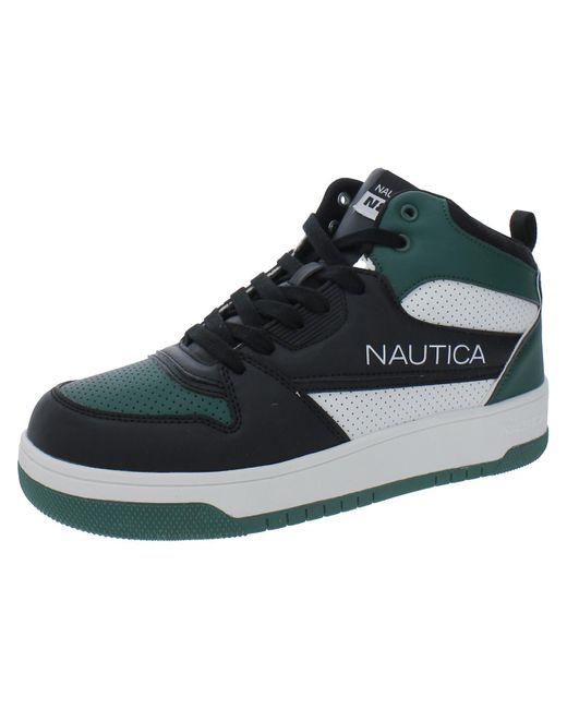 Nautica Black Clifftop Faux Leather Lifestyle Basketbal Shoes for men