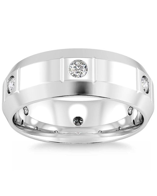 Pompeii3 Metallic 3/4ct Comfort Fit 14k White Gold Diamond Wedding Band Ring