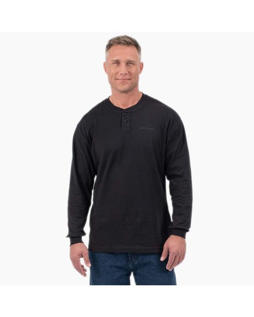 Dickies Black Long Sleeve Henley T-shirt for men