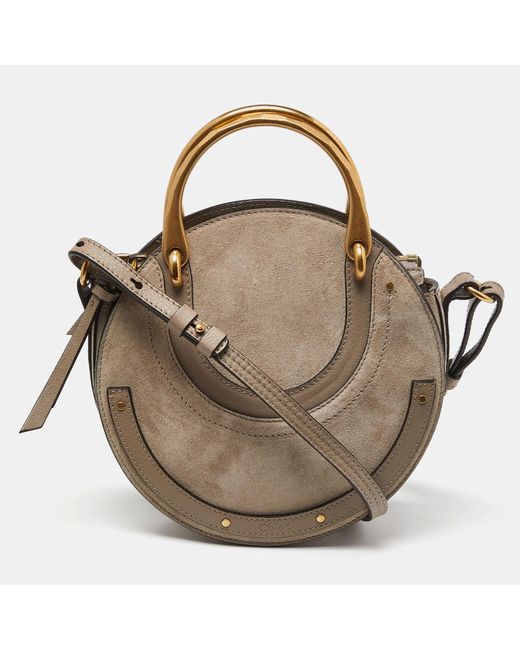 Chloé Metallic Chloé Leather And Suede Small Pixie Round Crossbody Bag