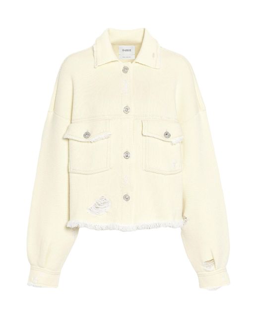 Barrie Natural Denim Fringed Cropped Jacket