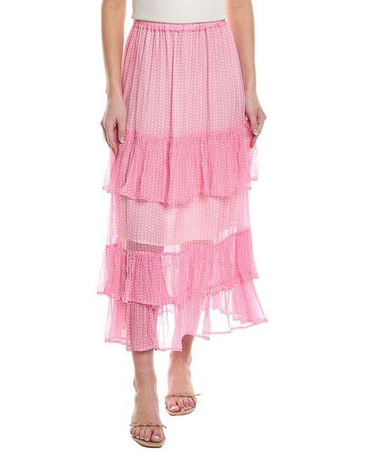 Saltwater Luxe Pink Ruffle Midi Skirt