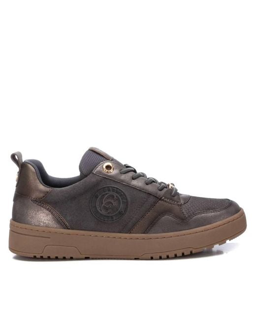 Xti Gray Leather Trainers Sneakers