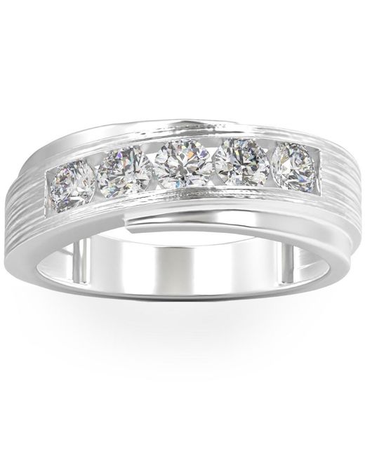 Pompeii3 Metallic 1ct Diamond Ring Brushed Wedding Band