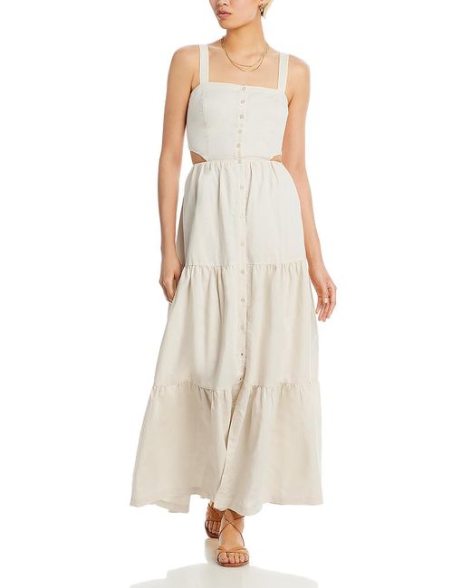 PAIGE Natural Shadi Linen Blend Sleeveless Maxi Dress