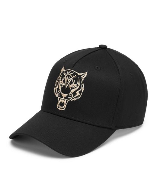 Philipp Plein Black Baseball Cap Tiger for men