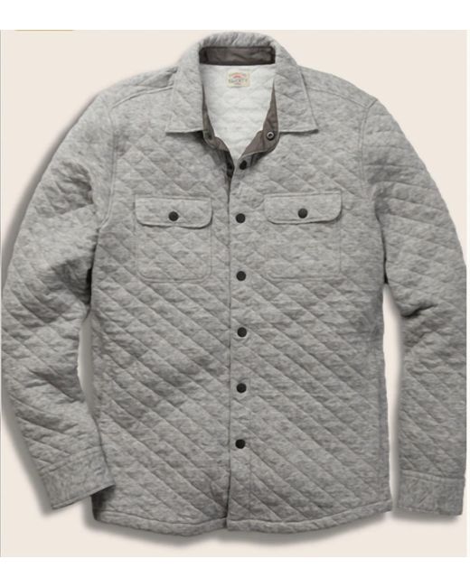 Faherty Brand Gray Epic Quilted Fleece Cpo Jacket for men