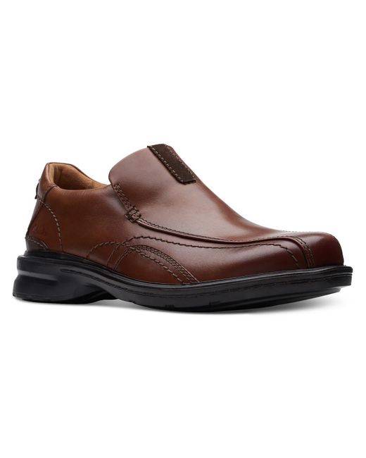 Clarks Brown Gessler Step Leather Slip On Loafers for men