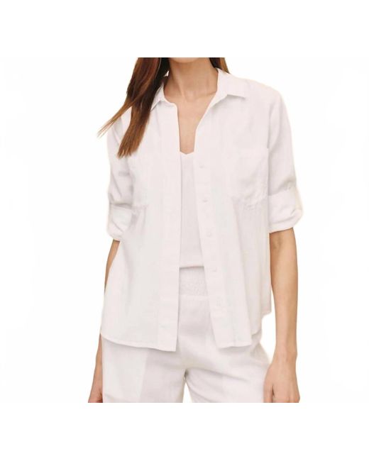 Bella Dahl White Split Back Button Down
