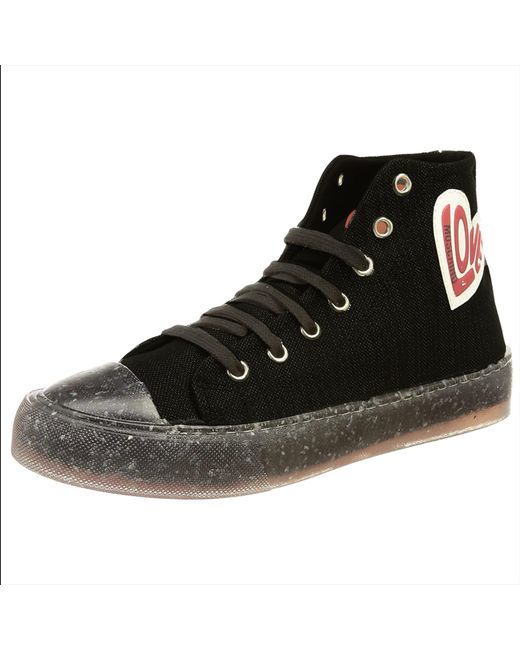 Love Moschino Black 's Canvas Heart Lace Up Hi Top Sneakers