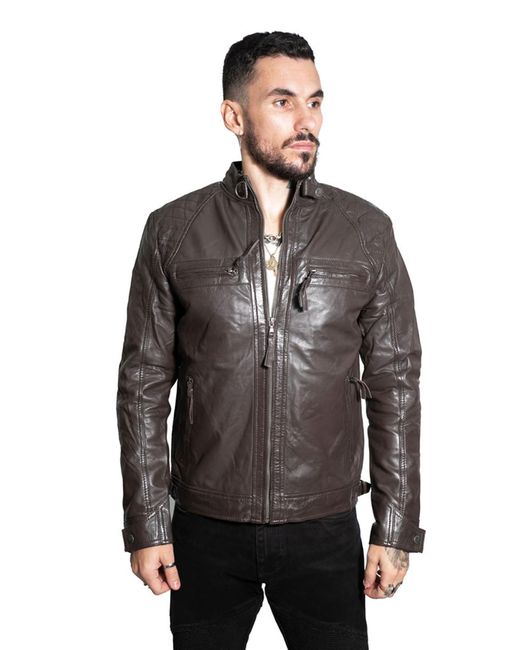 Infinity Leather Black Vintage Quilted Biker Jacket-Monaco for men
