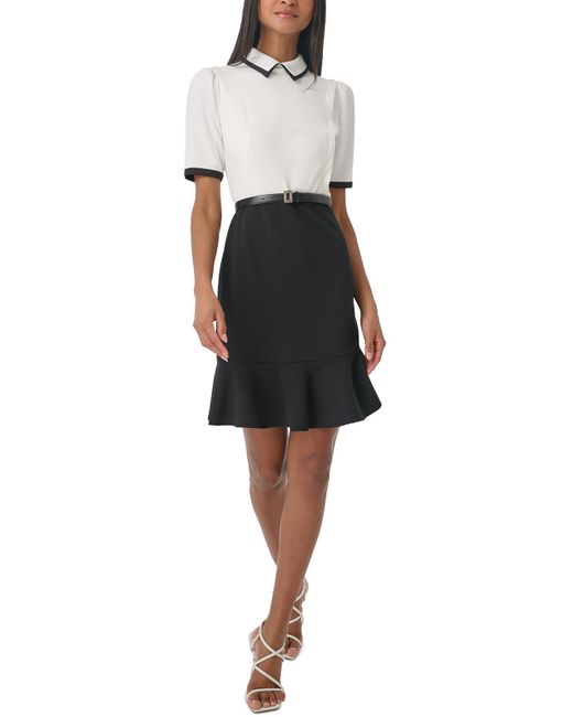 Karl Lagerfeld Black Colorblock Scuba Wear To Work Dress
