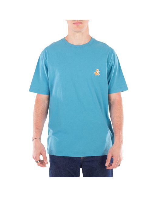 Maison Kitsuné Blue Speedy Fox Patch Cotton T-Shirt for men