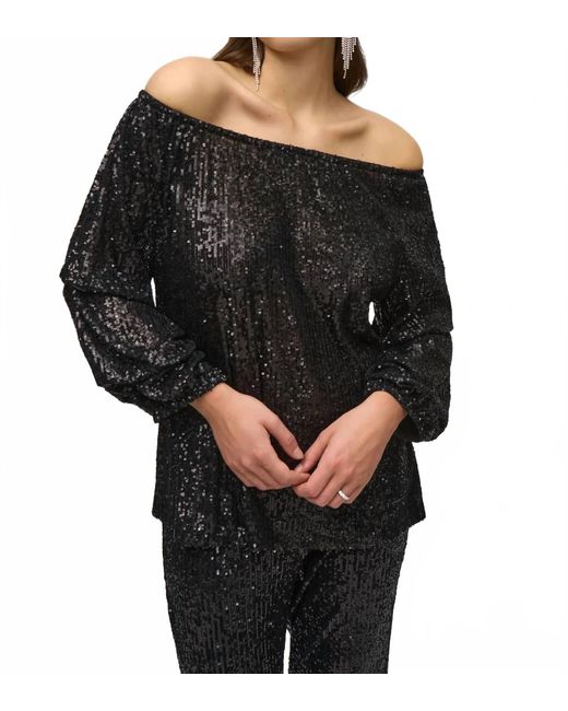 Joseph Ribkoff Black Sequin Puff Top