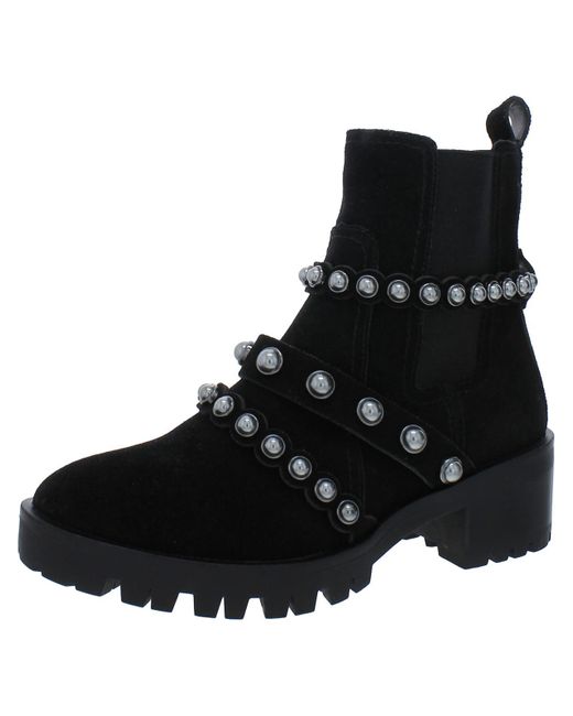 Karl Lagerfeld Black Suede Embellished Ankle Boots