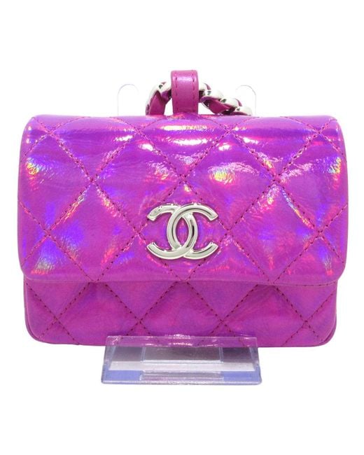 Chanel Purple Matelassé Leather Clutch Bag (pre-owned)