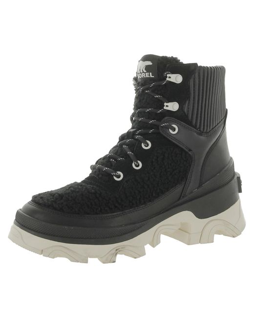 Sorel Black Leather All Weather Shearling Boots