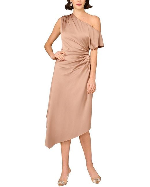 Aidan Mattox Pink Solid Midi Dress