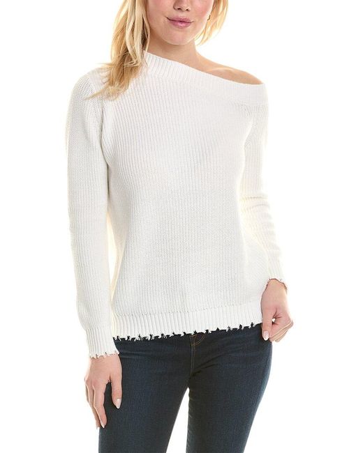 Minnie Rose White Shaker Off-the-shoulder Cashmere-blend Sweater
