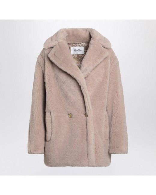 Max Mara Natural Teddy Bear Icon Coat Short Sand