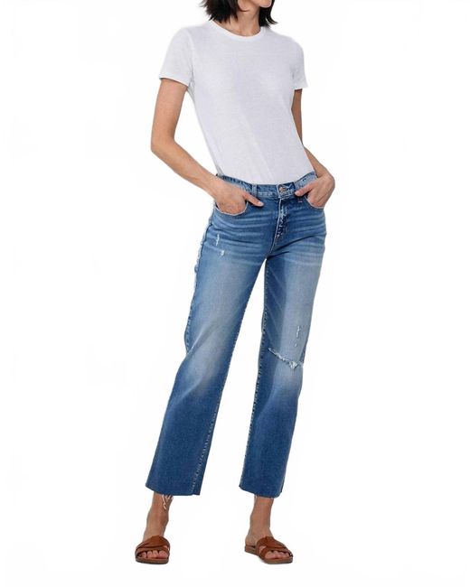 Sneak Peek Blue Mid Rise Straight Ankle Jean