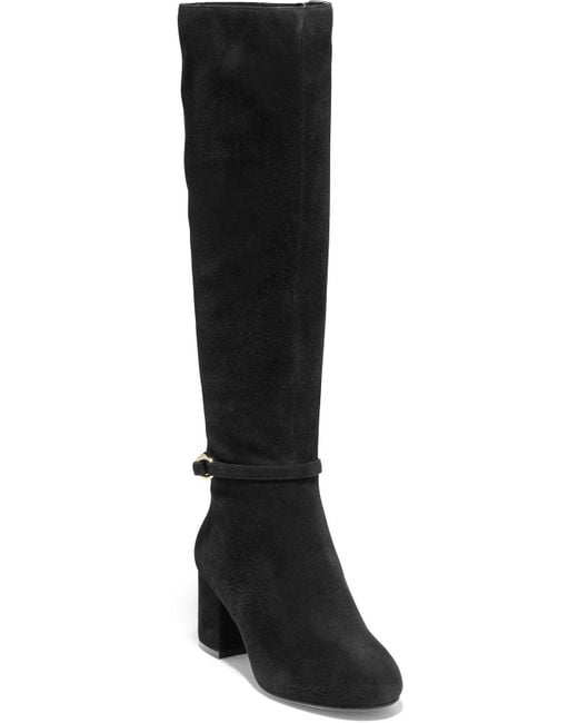 Cole Haan Black Dana Suede Tall Knee-high Boots