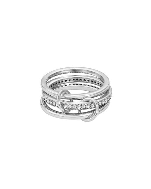 Adornia Plated Connected 3-Piece Ring Stack in White | Lyst