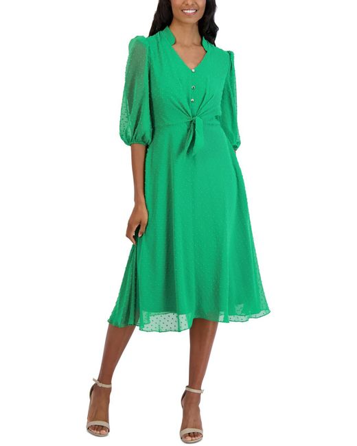 Julia Jordan Green Polyester Midi Dress