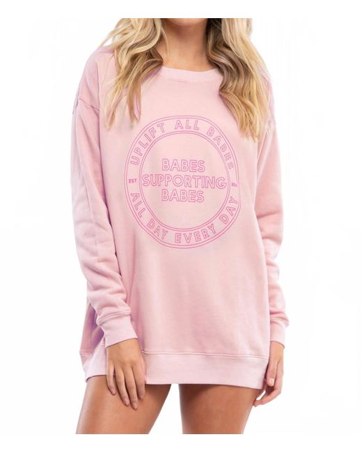 BRUNETTE the Label Pink Uplift All Babes Crewneck Sweatshirt