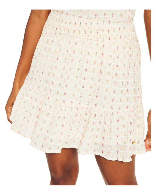 Nautica Natural Abstract Print Tiered A-line Skirt
