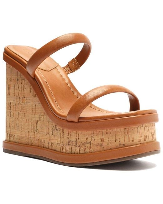 SCHUTZ SHOES Brown Ully Casual Wedge Leather & Cork Wedge