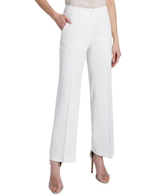 Santorelli White Sona Linen-blend Cropped Pant