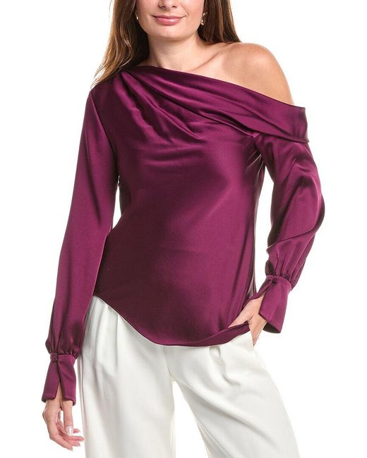Jonathan Simkhai Purple Alice One-Shoulder Top
