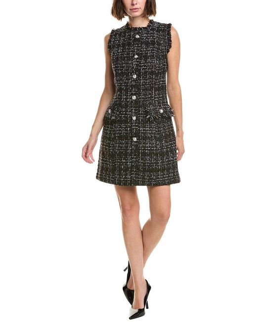 black pietra floral mini dress Amaranta Square Neck Beaded Tweed Mini Dress Black – Girl In Mind main image 1