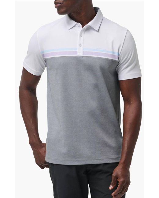 Travis Mathew Gray First Timer Stripe Colorblock Polo Shirt for men