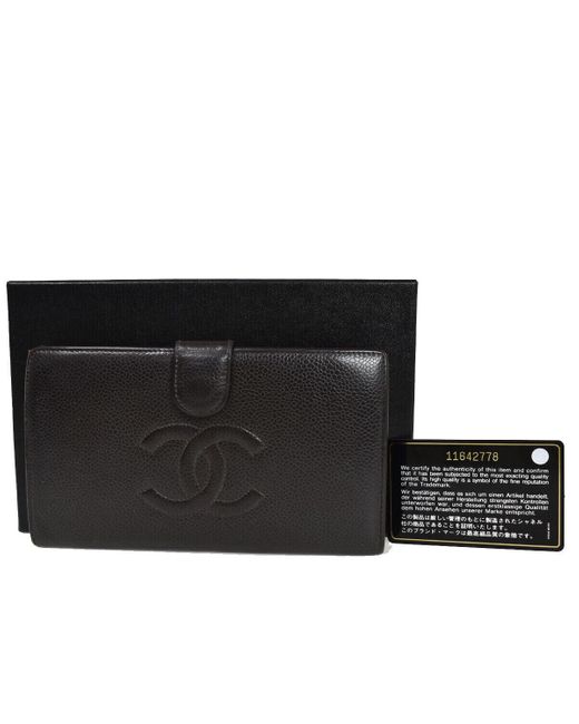 Chanel Black Logo Cc Leather Wallet (pre-owned)
